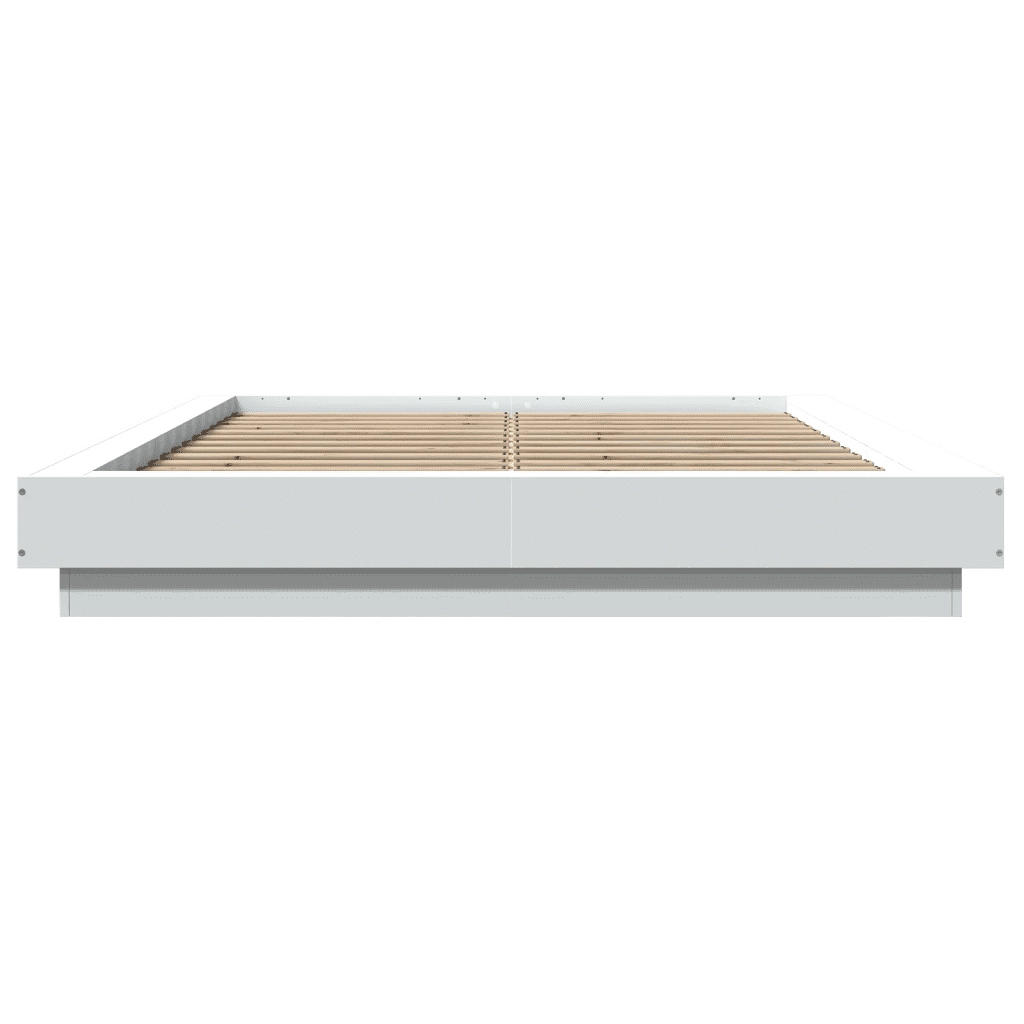 Letto matrimoniale | Letto per adulti | Giroletto con Luci LED Bianco 140x190 cm in Legno Multistrato