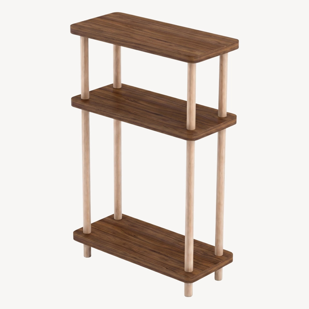 Scaffale da Terra Multiuso Nampernu a 3 Piani 62 x 40 x 18 cm - Effetto Noce [en.casa]