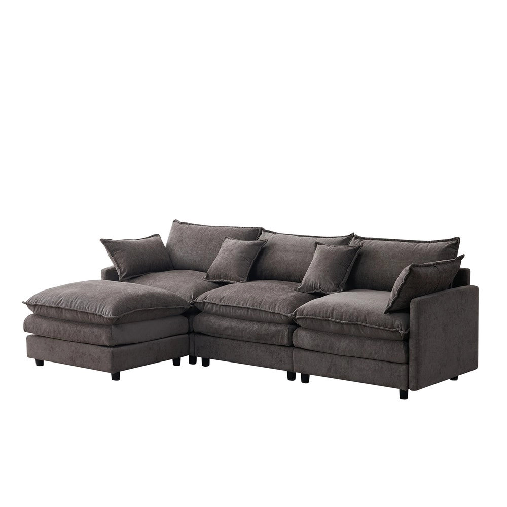 Divano Angolare Modulare 3 Posti con Chaise Longue e Poggiapiedi ¨C Xylo ¨C Chenille