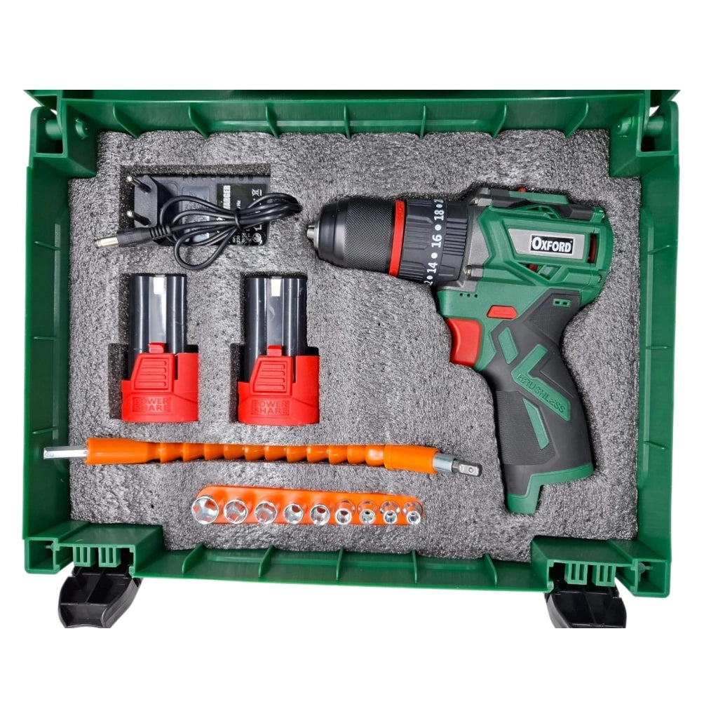 trapano avvitatore con percussione 16V 2 batterie valigetta motore brushless