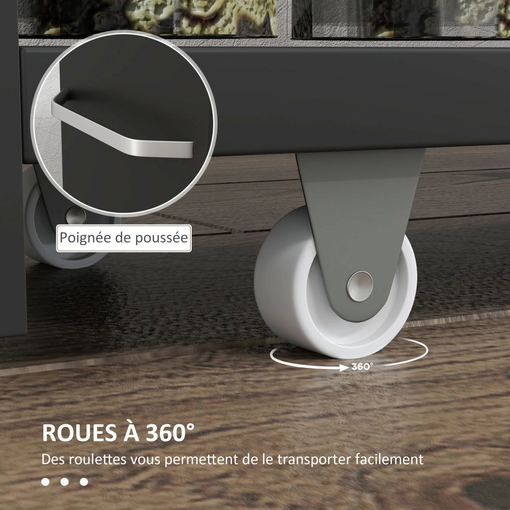 Carrello Multilivello con Ruote e Maniglia ¨C Zephmum ¨C 48x15x80 cm Nero