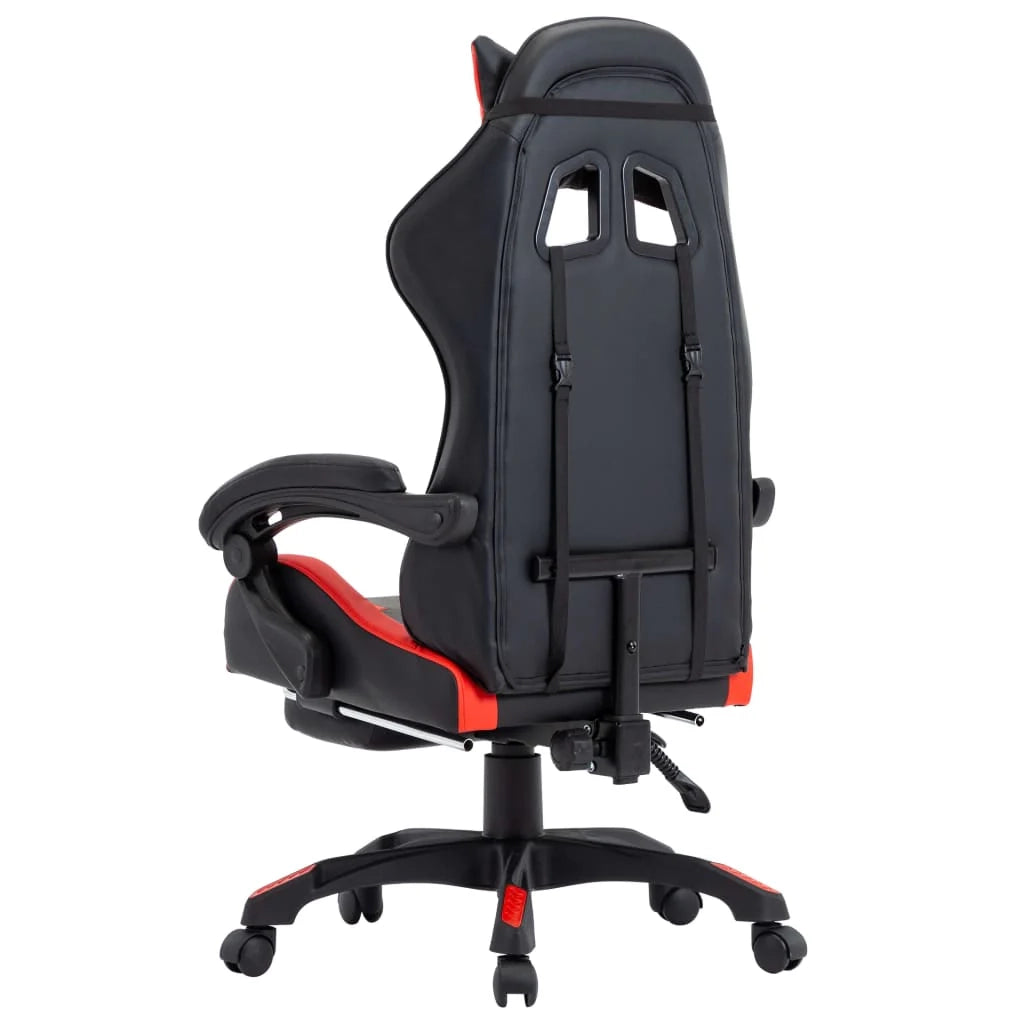 Sedia/seduta girevole da ufficio per uso computer studio videogiochi e con poggiapiedi realizzata in similpelle rossa 02_0024225