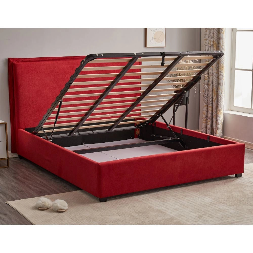 Letto matrimoniale contenitore Neso colore rosso
