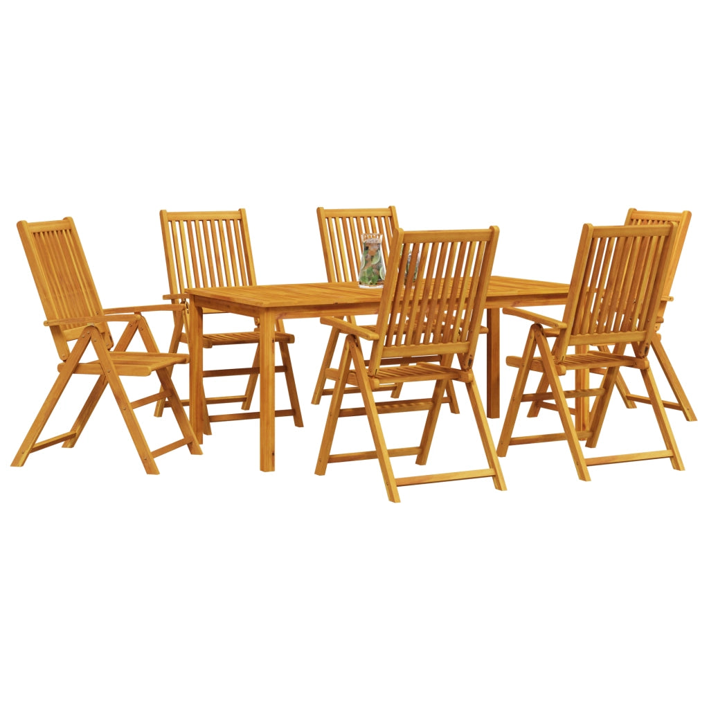 Set da pranzo da giardino 7 pezzi in legno di acacia solido pieghevole