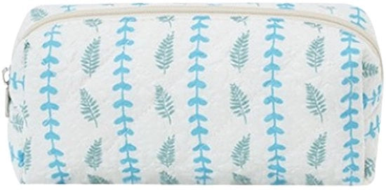 Etui in stoffa corduroy, etui per scuola e ufficio, borsa cosmetici (blu, verde)