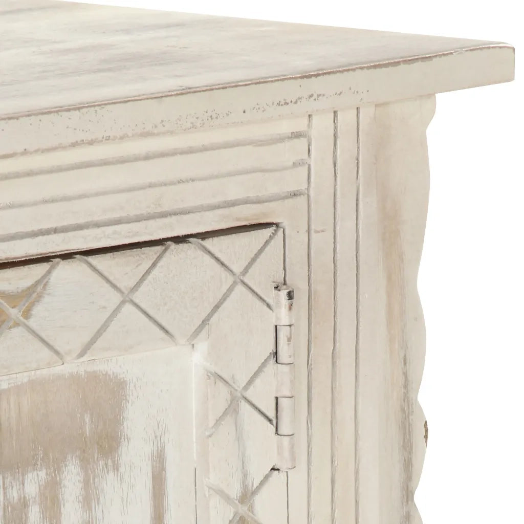 Mobile Porta TV Bianco 140x30x35 cm in Legno Massello di Mango