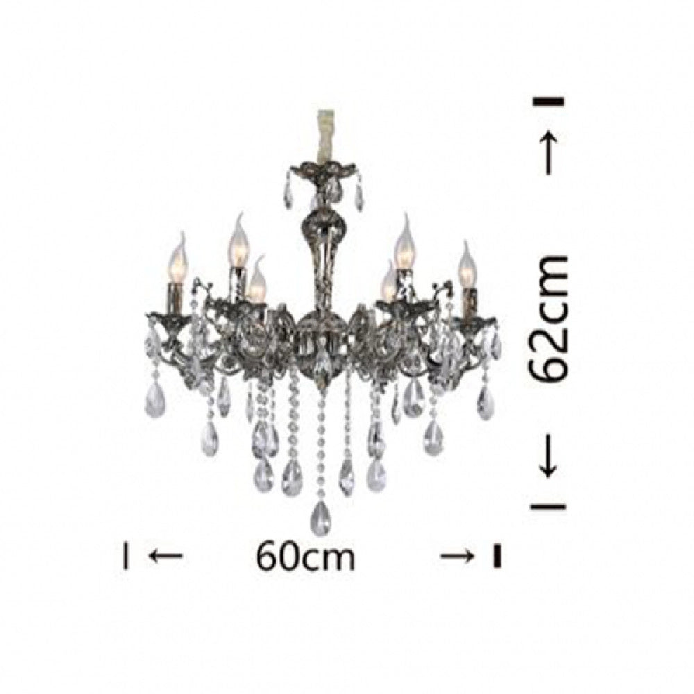 Trade Shop - Lampadario Da Soffitto Design Classico 6 Bracci Con Pendenti Attacco E14 A03-6 -