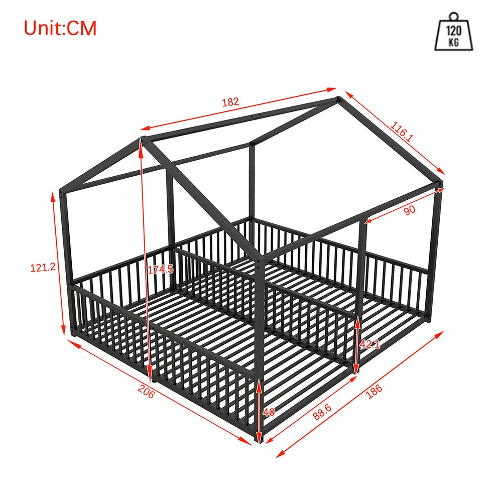 Letto a castello doppio per bambini - Xylo - 90x200 cm - Nero - Design casa con rampa e scala