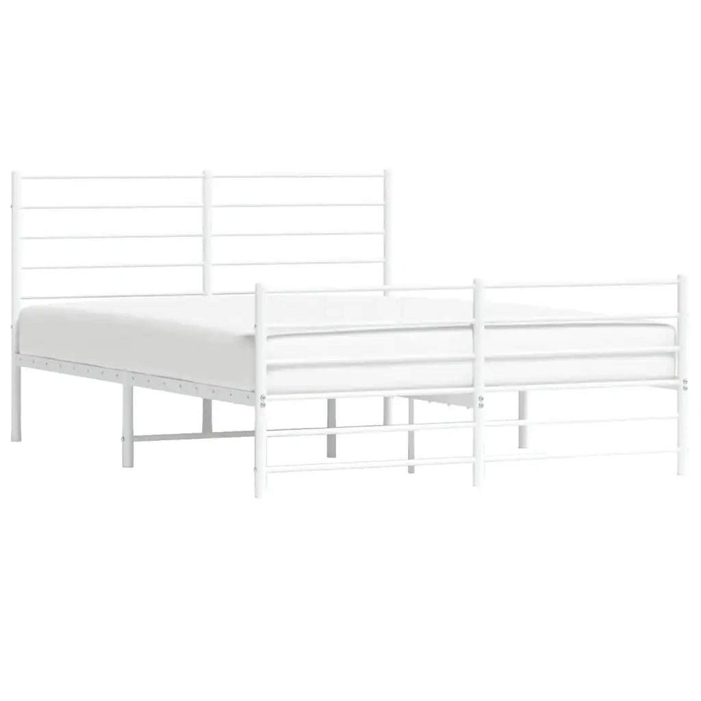 Giroletto con Testiera e Pediera Metallo Bianco 150x200 cm 352388