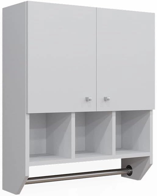 Mobile bagno Fynn, Bianco, 59.2 x 70.5 cm Pensile a 2 ante, da parete per la conservazione di accessori da bagno