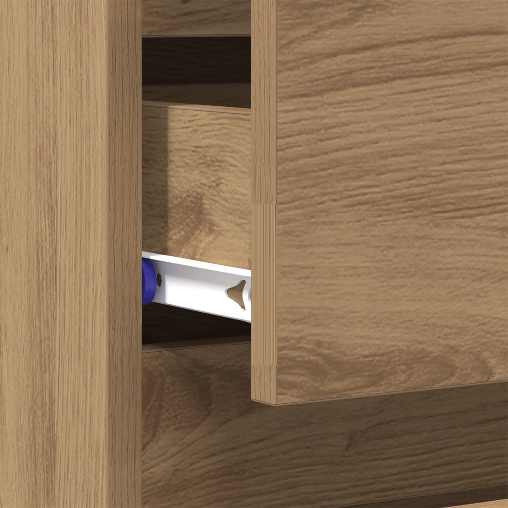 Comodino in Rovere Artigianale 40x35x70 cm in Legno Ingegnerizzato