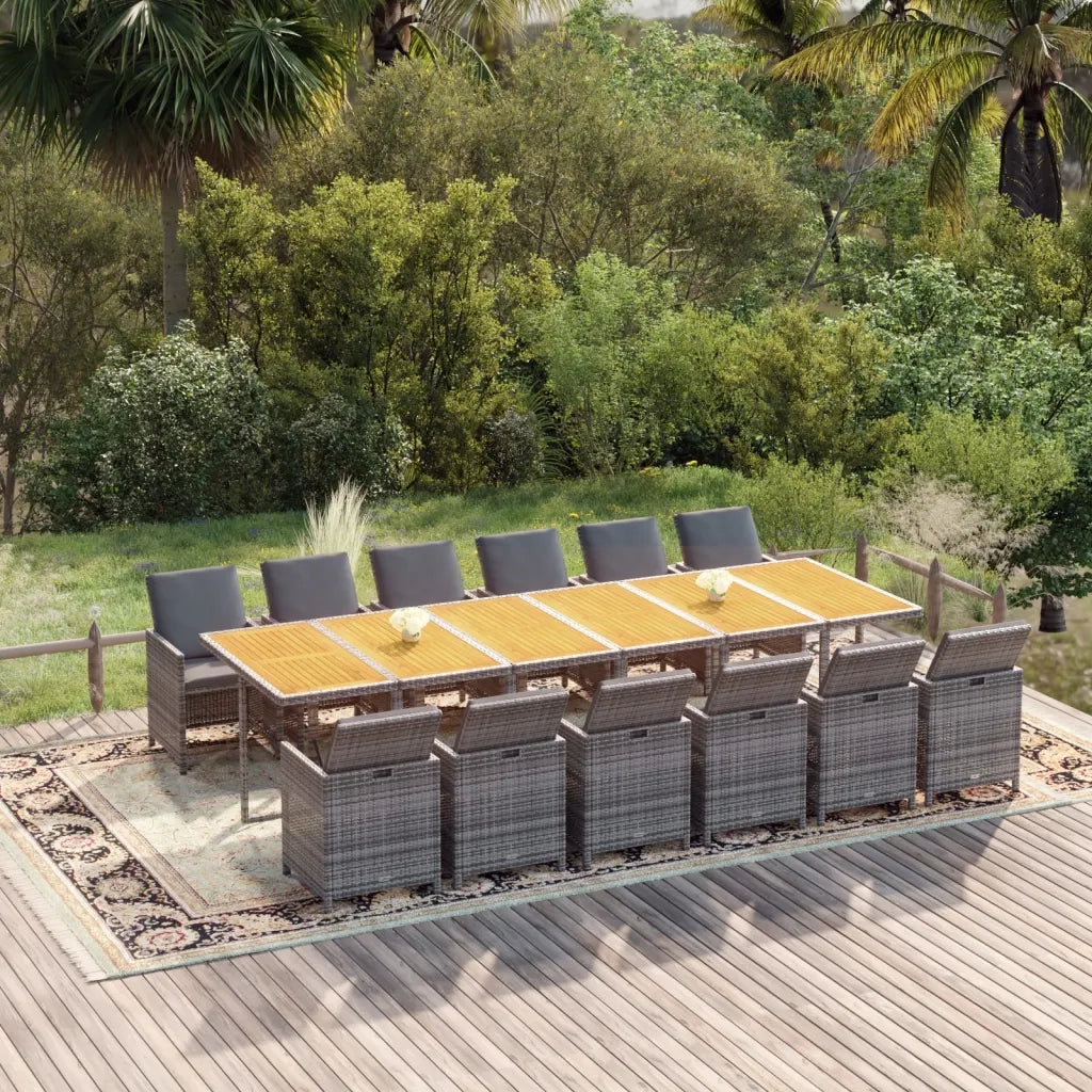 vidaXL Set da Pranzo per Giardino 13 pz con Cuscini Polyrattan Grigio