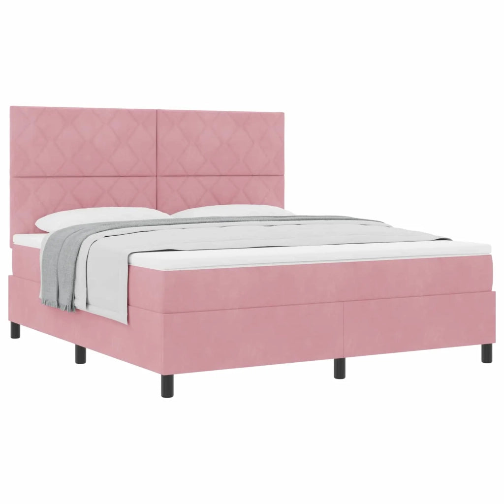 Letto a molle con materasso Rosa 180 x 200 cm Velluto 3339919