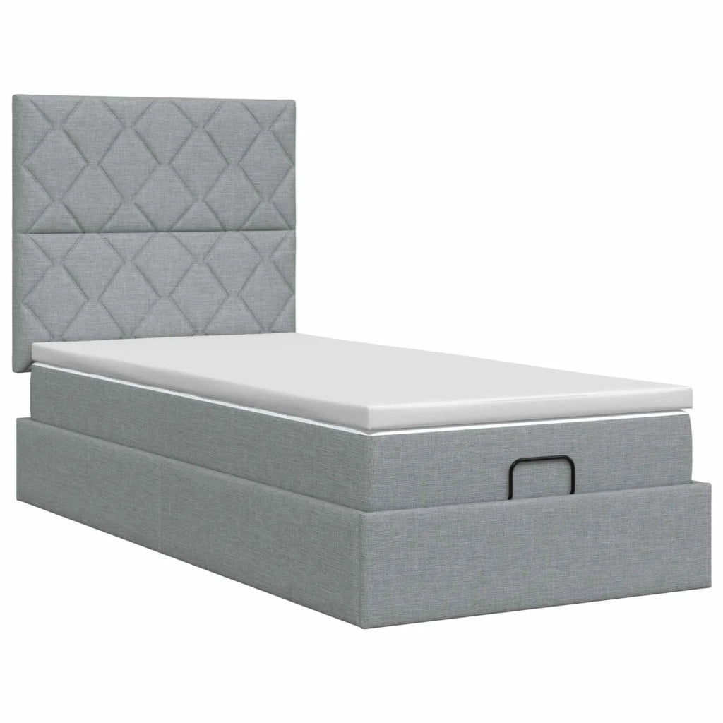 Letto ottomano con materasso Grigio Chiaro 80 x 200 cm Tessuto 3457528