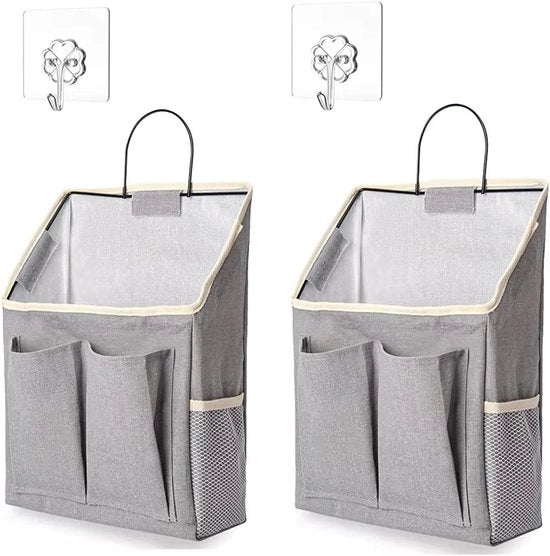 Borsa di stoccaggio appesa - Canvasso impermeabile - Risparmio di spazio - 2 pezzi - Grigio