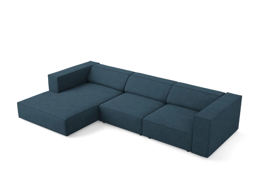 Cosmopolitan Design - Divano angolare sinistro "Arendal" 4 posti in ciniglia con effetto a coste blu scuro 