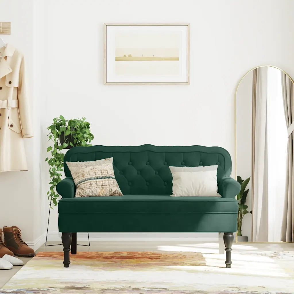 Panca con Schienale Verde Scuro 119,5x64,5x75 cm in Velluto 372158