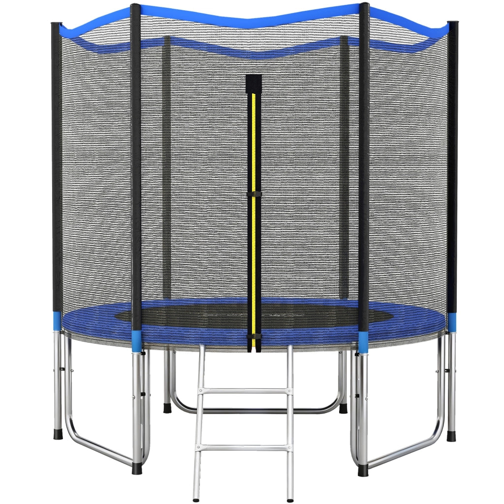Trampolino da giardino con rete di sicurezza e scala ¨C zephmum ¨C Blu ?244 cm