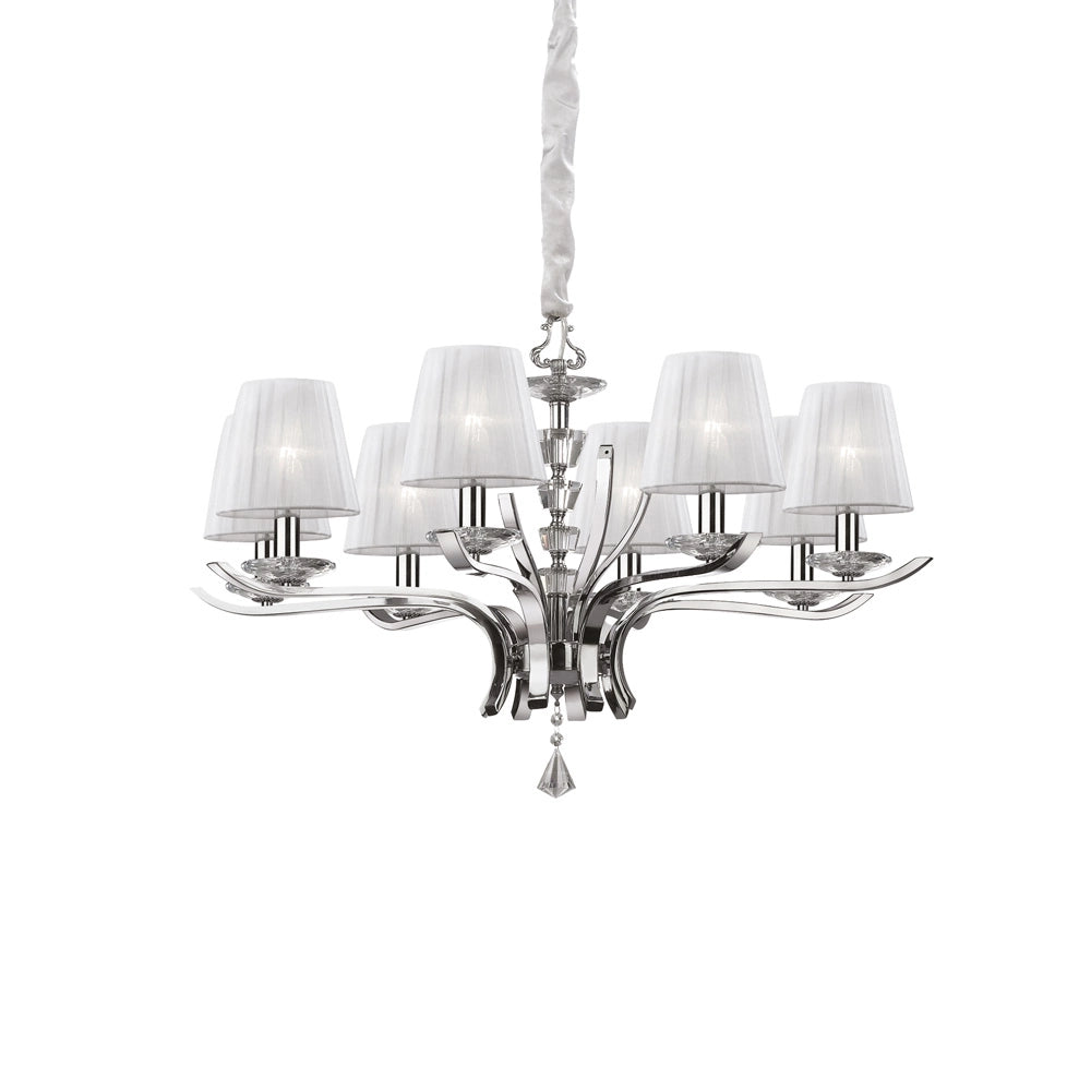 Lampadario Classico Pegaso Metallo Bianco 8 Luci E14