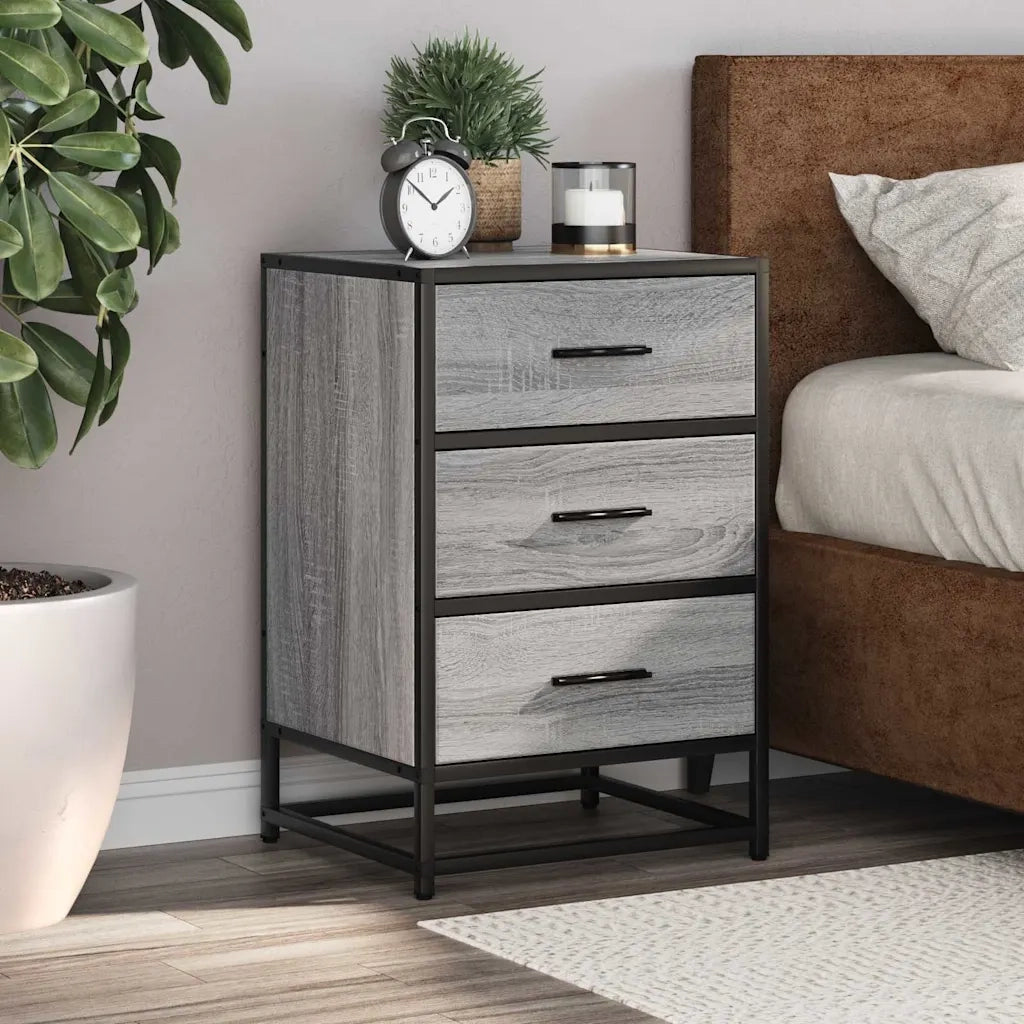 vidaXL Comodino Grigio Sonoma 40x34,5x60 cm Legno Multistrato Metallo