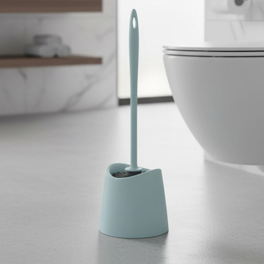 Portascopino wc da appoggio azzurro con setole nere