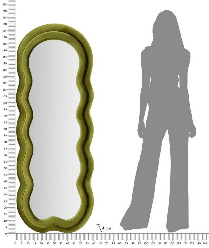 Specchio Marylin, Specchiera, Articolo d'arredo a muro, Decorazione con specchio, 60x4 h160 cm, Verde