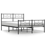 Letto matrimoniale | Letto per adulti | Giroletto con Testiera e Pediera Metallo Nero 135x190 cm