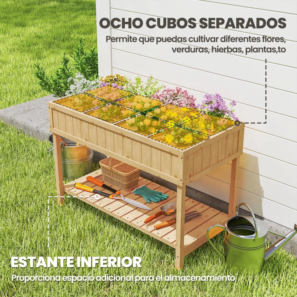 Tavolo da coltivazione in legno con scaffale ¨C zephmum ¨C 110x46x76 cm