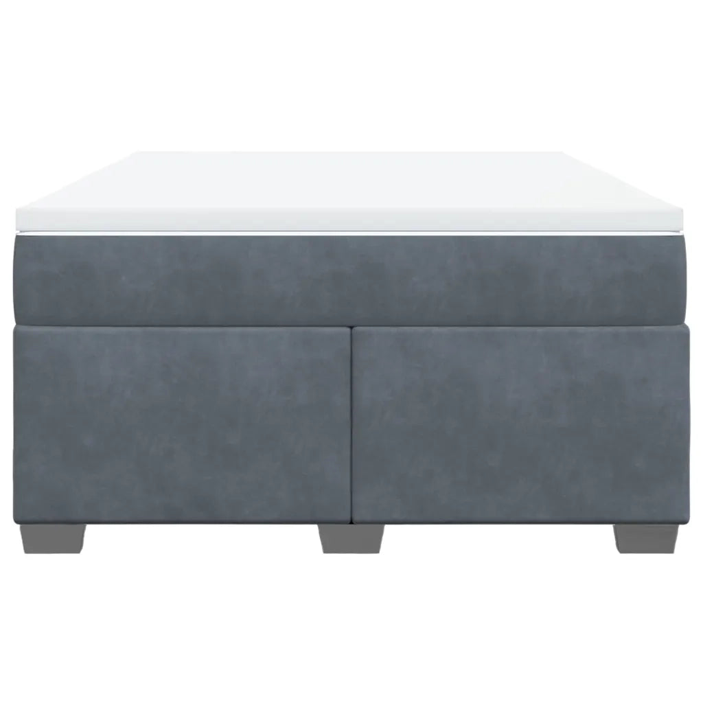 Giroletto a Molle con Materasso Grigio Scuro 140x200 cm Velluto