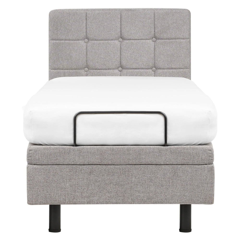 Letto Tessuto Grigio Chiaro Elettrico Regolabile con Telecomando 80 x 200 cm