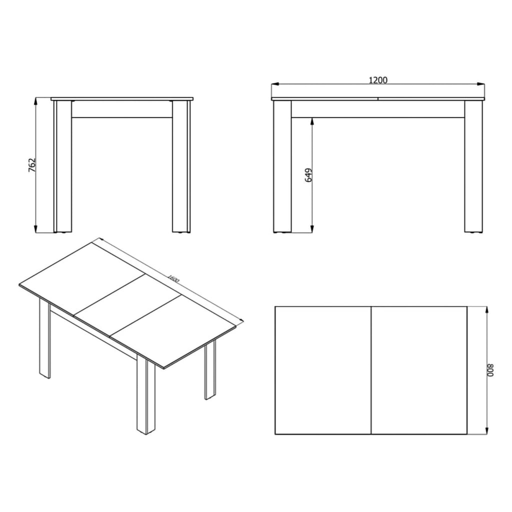 Marudo, Tavolo Allungabile 8 Posti, 120x80x76h cm Bianco Opaco