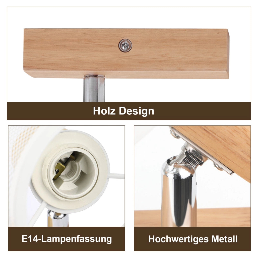 ZMH Faretto da soffitto 1 luce orientabile 350° aspetto legno per soggiorno