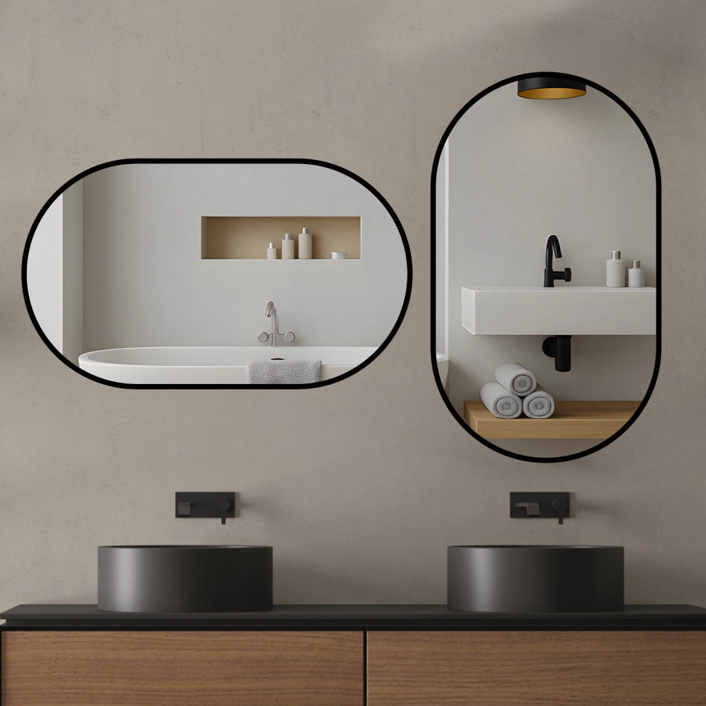 SPECCHIO BAGNO 50x80 cm in Vetro e Metallo Argento, sospensione orizzontale/verticale