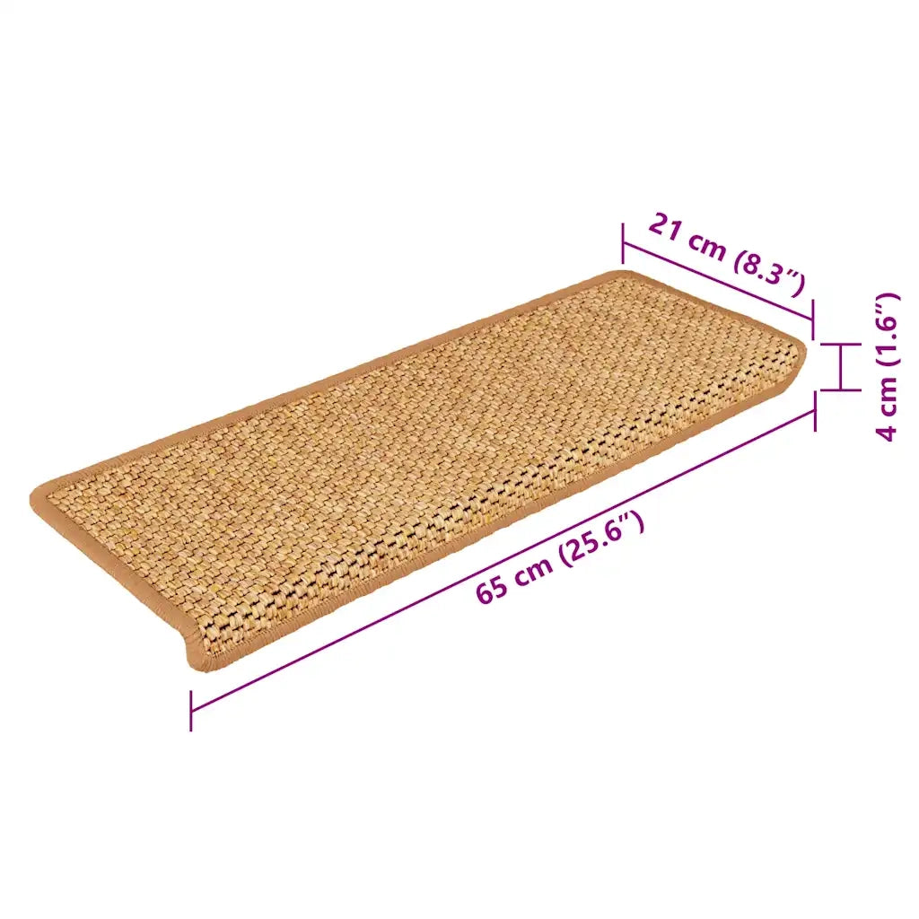 Tappeti Autoadesivi Scale Aspetto Sisal 15 pz | Gradini per Scale 65x21x4 Sisal