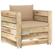 Set Salotto da Giardino 2pz | Set di Mobili da Esterno con Cuscini Legno Impregnato Verde