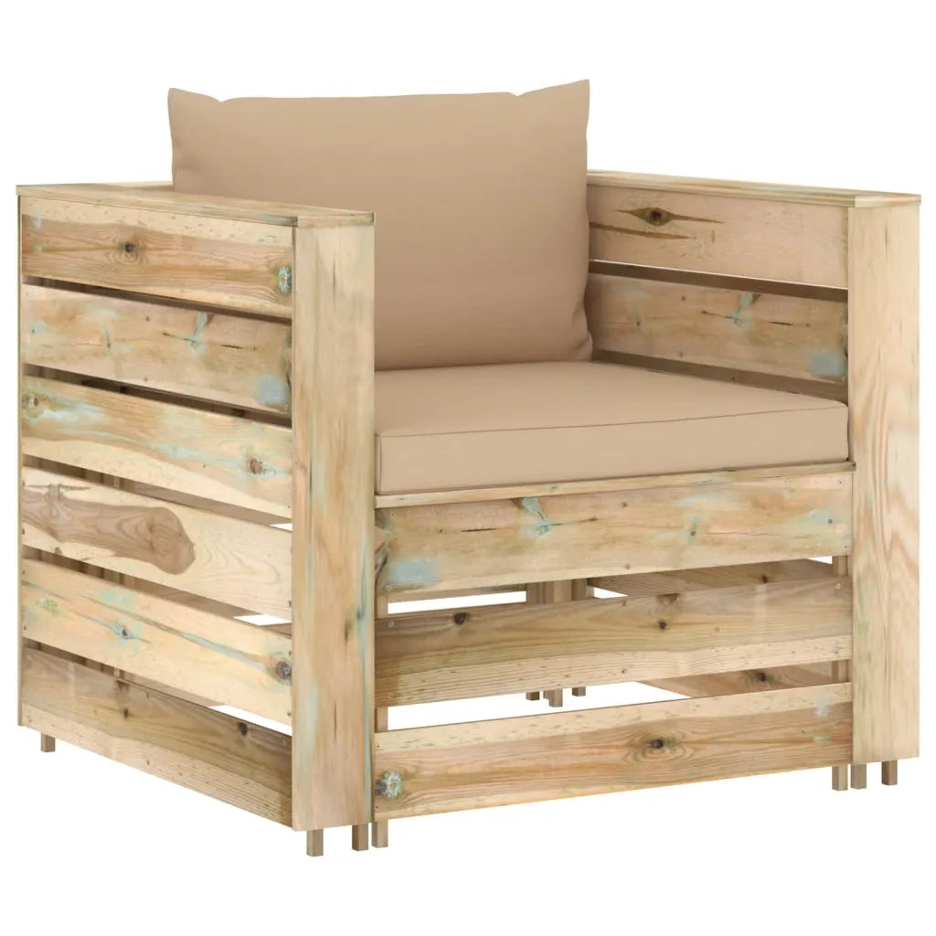 Set Salotto da Giardino 2pz | Set di Mobili da Esterno con Cuscini Legno Impregnato Verde