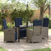 Set da Pranzo per Giardino con cuscino 5 pcs Grigio polyrattan