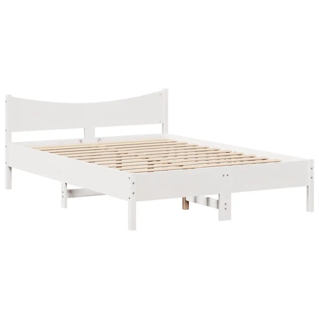 Giroletto con Cassetti Bianco 150x200 cm Legno Massello di Pino