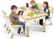 Tavolo per bambini con 4 sedie, in plastica, per bambini dai 2 anni, colore legno