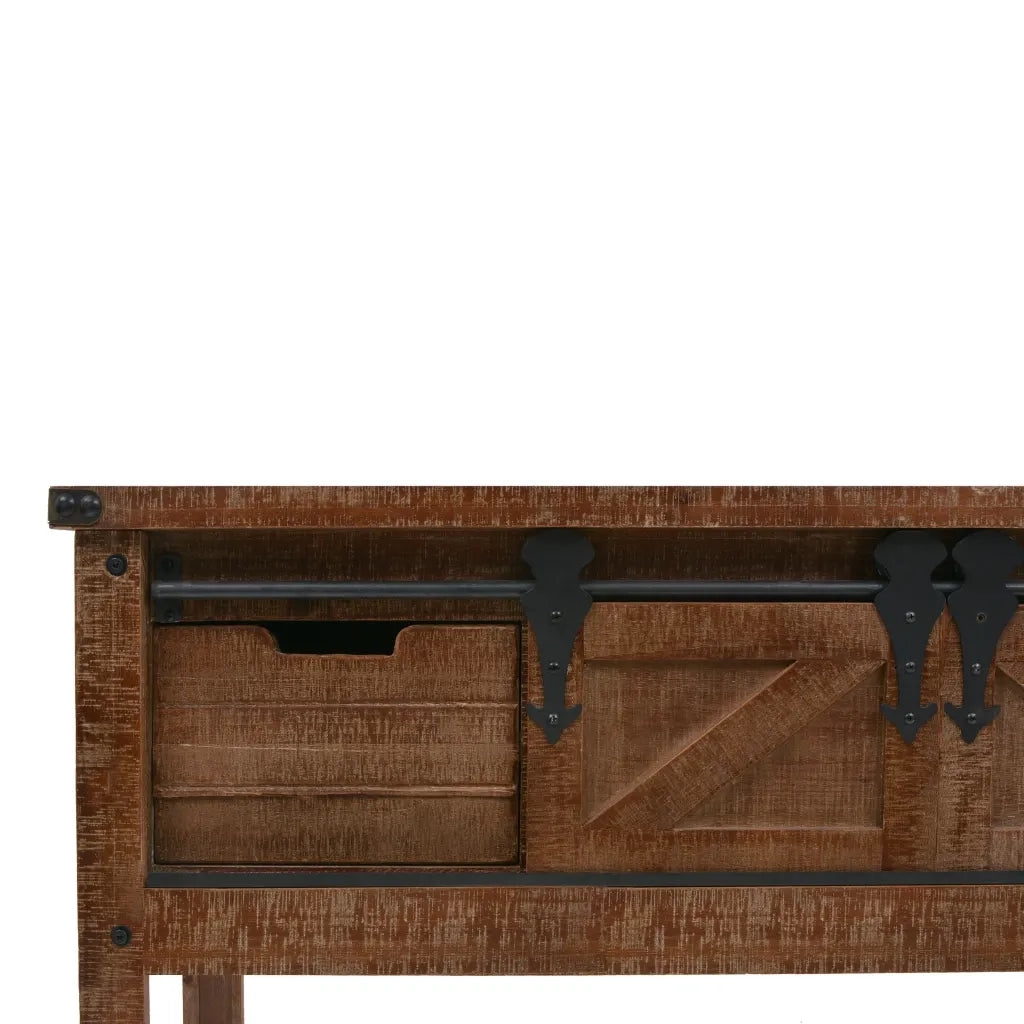 Tavolo Consolle in Massello di Abete 131x35,5x75cm Marrone 246121