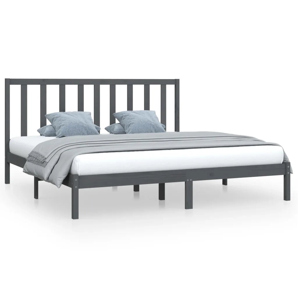 Giroletto-Struttura Letto Grigio in Legno Massello di Pino 200x200 cm 119629
