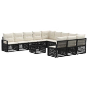 Set Divano da Giardino 12 pcs Nero polyrattan