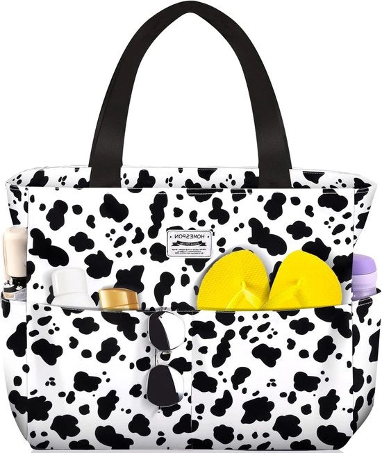 Borsa da spiaggia impermeabile per donne con chiusura a zip e tasche - borsa pieghevole per viaggi, piscina, shopping, vacanze e palestra