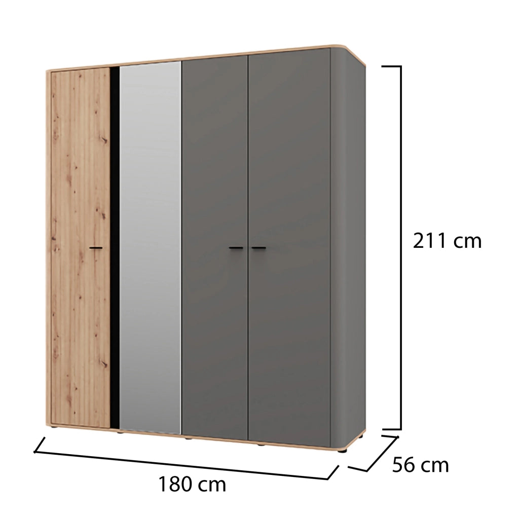 Armadio Camera da Letto Truth, Guardaroba Grande Appendiabiti, 180x211h cm Marrone Rovere Nodi