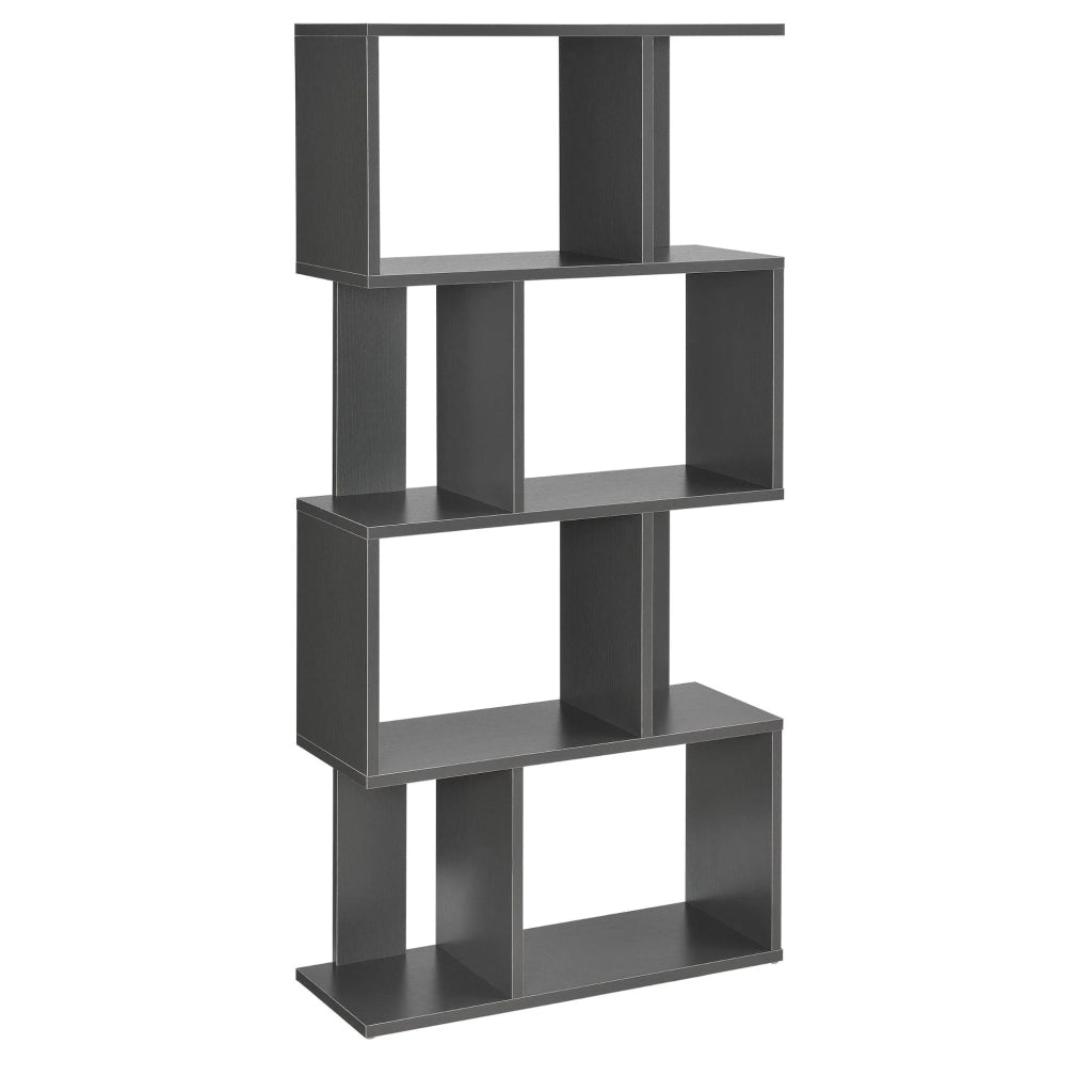 Libreria per soggiorno mobile contenitore con più ripiani MDF rivestito in melaminico 130 cm grigio scuro 03_0001074