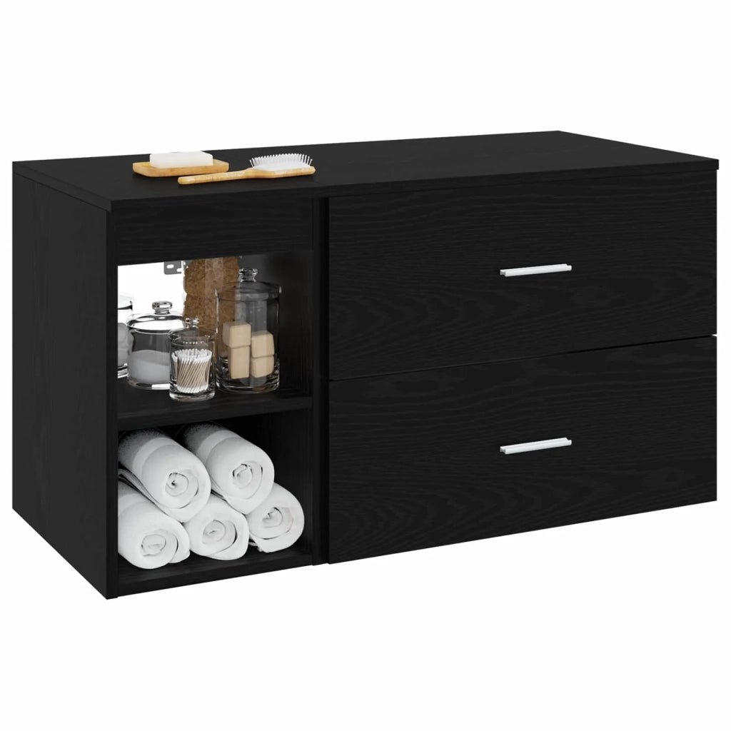Set di mobili per il bagno 2 pz Rovere Nero 3403937
