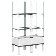 Fioriera | Cassetta per fiori | Vaso da Giardino con Graticcio Bianco 80x40x142,5 cm PP