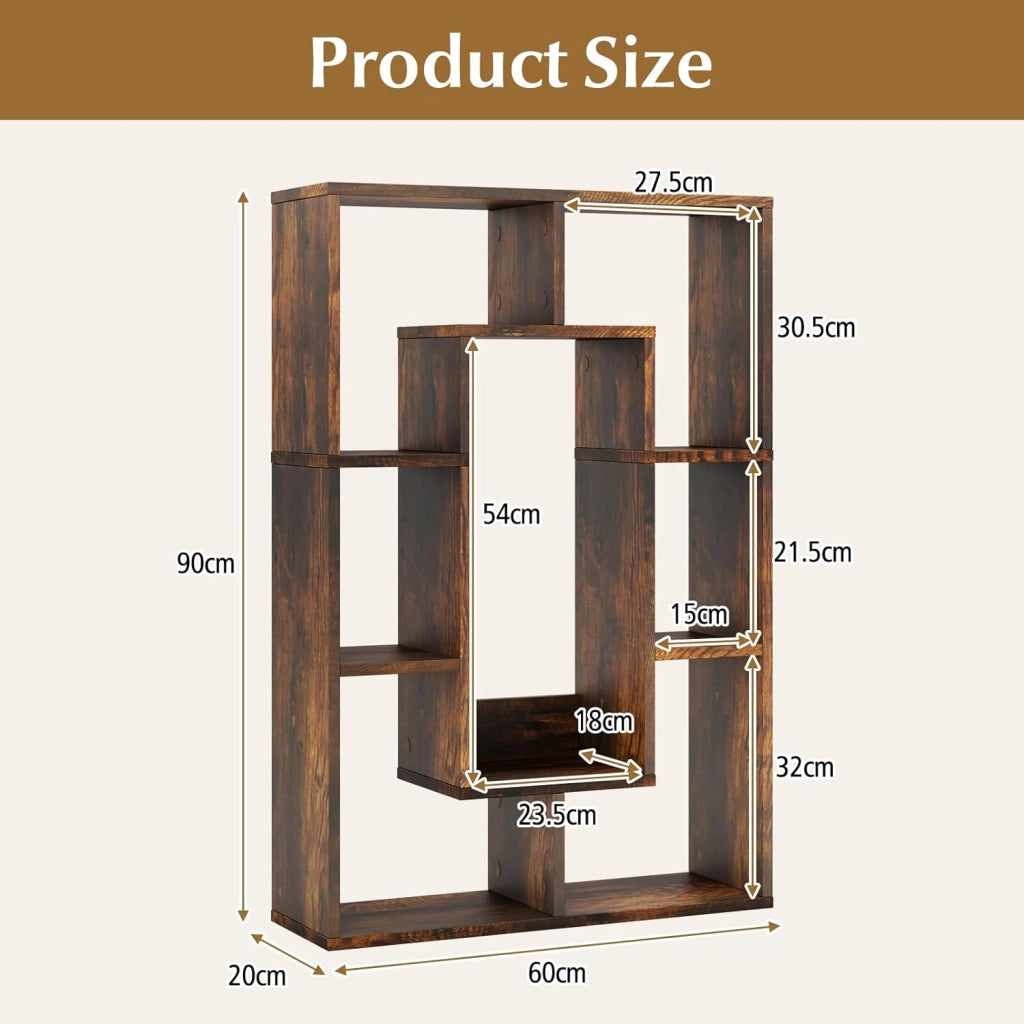 Scaffale per libreria, divisorio in legno, con 7 scomparti, 60 x 20 x 90 cm, per soggiorno, studio e camera da letto (bianco)