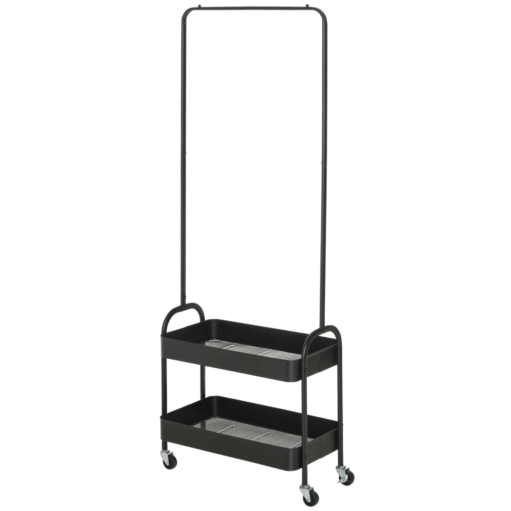 Appendiabiti mobile in metallo con ripiano per scarpe ¨C zephmum ¨C Nero