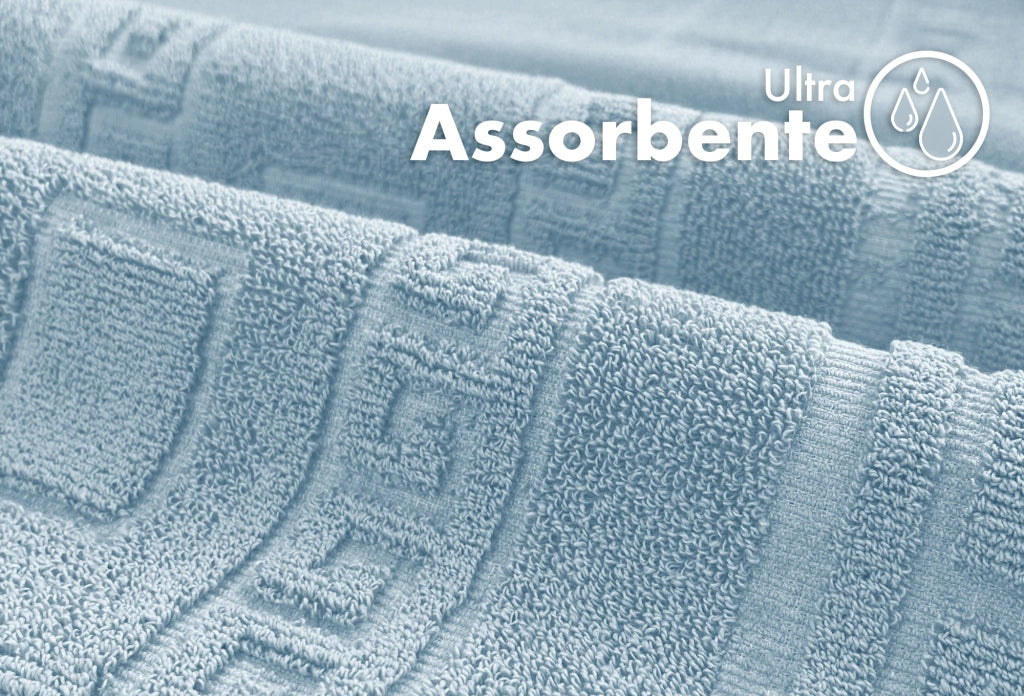 Tappeto Bagno Assorbente In Spugna Varie Misure Da Scendidoccia A Tappeto Grande Lavorazione Jacquard Tinta Unita Ricamo Cornice Lavabile Lavatrice Azzurro - TappetoBagno60x90